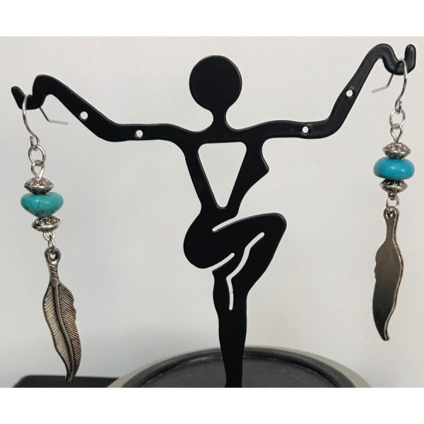 Turquoise and Silver Feather Earrings