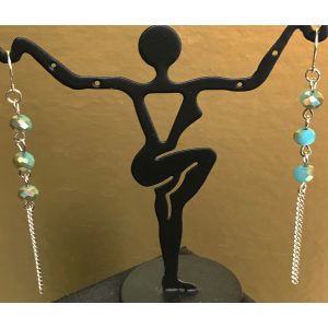 Aqua and Gold Crystal Earrings