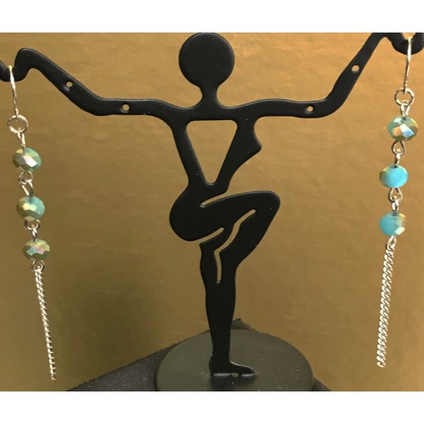Aqua and Gold Crystal Earrings