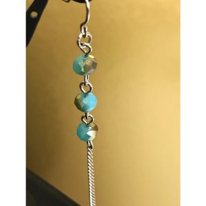 Aqua and Gold Crystal Earrings - Image 2