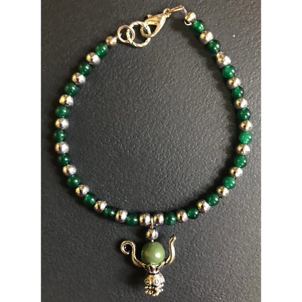 Jade and Silver Teapot Charm Bracelet