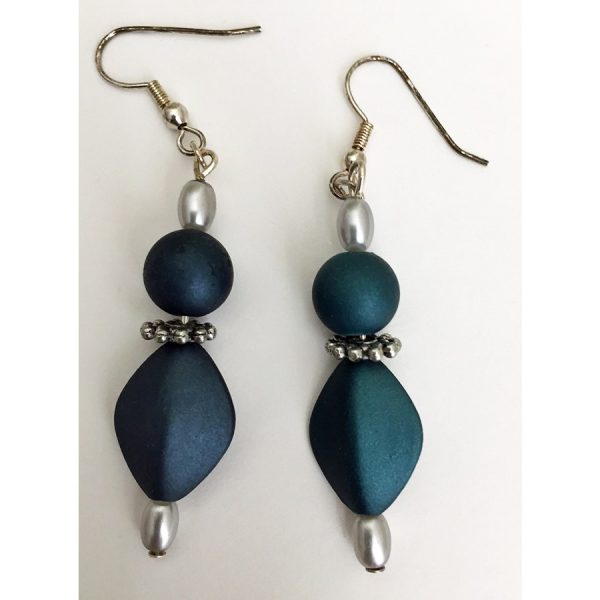 Royal Blue Bead Earrings - Image 2