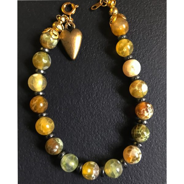 Fire Agate and Hematite Bracelet