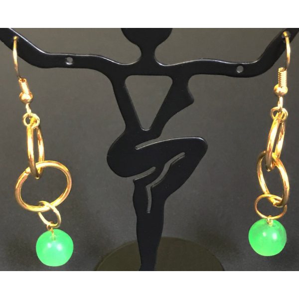 Jade and Gold Hoop Earrings