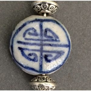Asian Delft and Silver Buddha Bracelet - Image 2