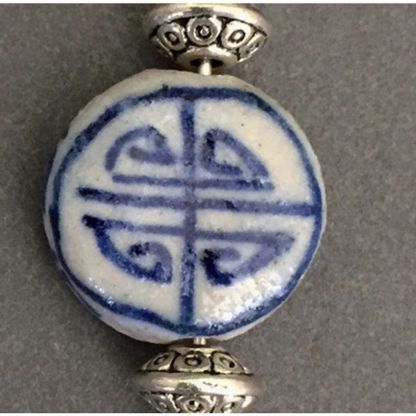 Asian Delft and Silver Buddha Bracelet - Image 2