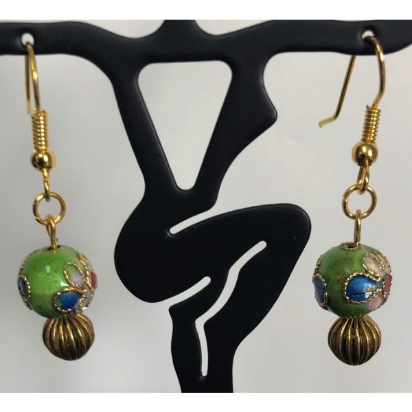 Gold and Cloisonne Earrings