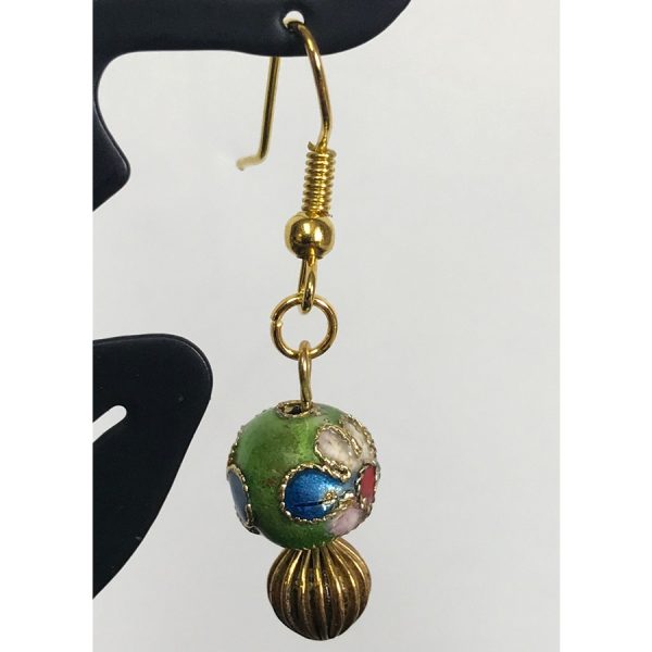 Gold and Cloisonne Earrings - Image 2
