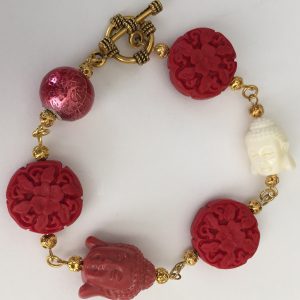 Asian Cinnabar and Buddha Bracelet