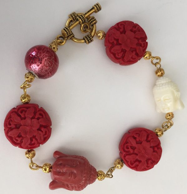 Asian Cinnabar and Buddha Bracelet