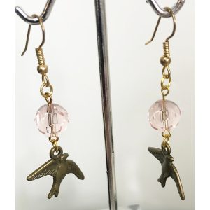 Pink Crystal and Dove Earrings