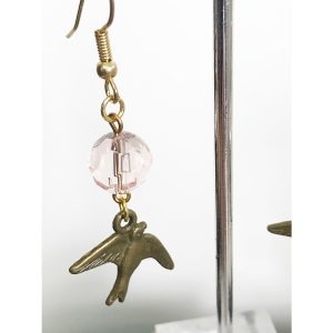Pink Crystal and Dove Earrings - Image 2