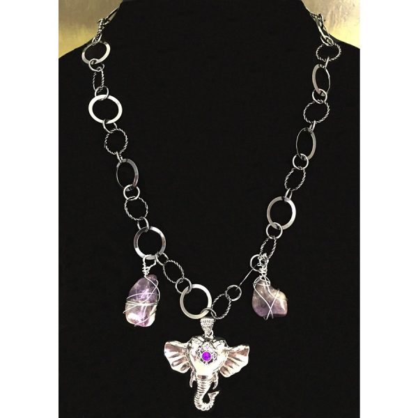 Amethyst and Elephant Necklace - Image 2