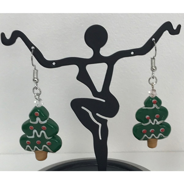 Green Christmas Tree Earrings