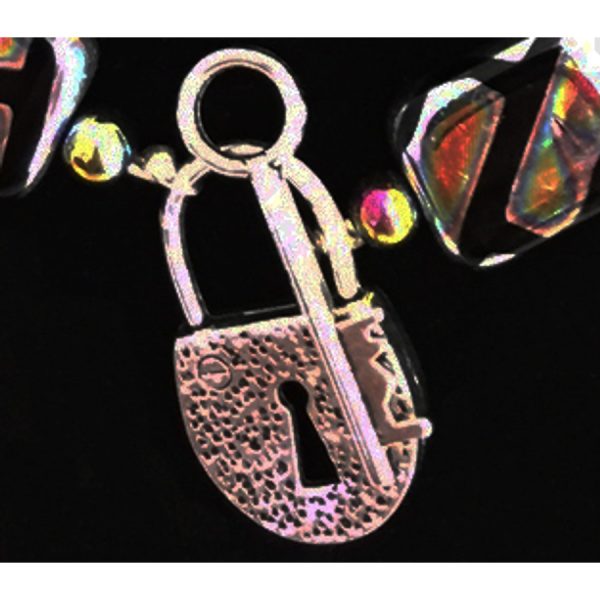 Multi-colored Lock and Key Necklace - Image 3