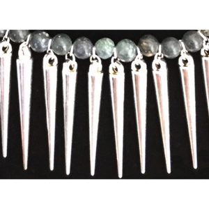 Agate and Silver Fan Necklace - Image 4