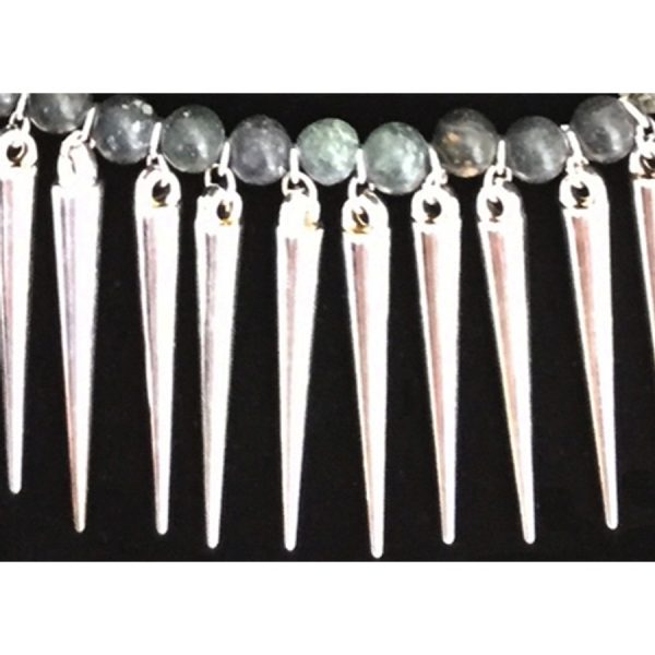 Agate and Silver Fan Necklace - Image 4