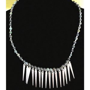 Agate and Silver Fan Necklace