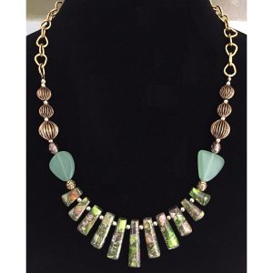 Green Agate Fan Necklace - Image 2