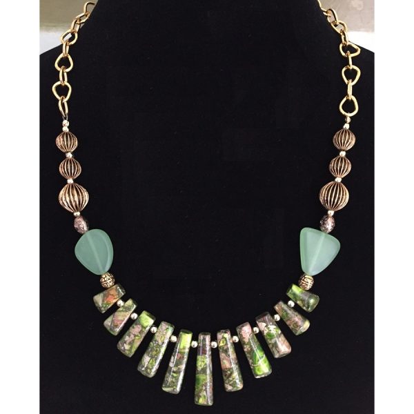 Green Agate Fan Necklace - Image 2