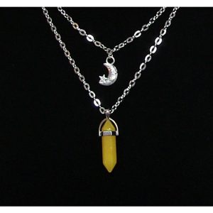 Tiered Moon, Stars and Crystal Necklace