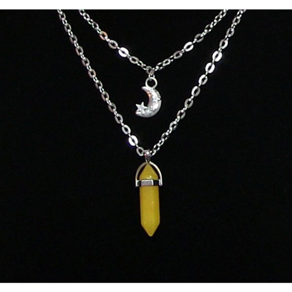 Tiered Moon, Stars and Crystal Necklace