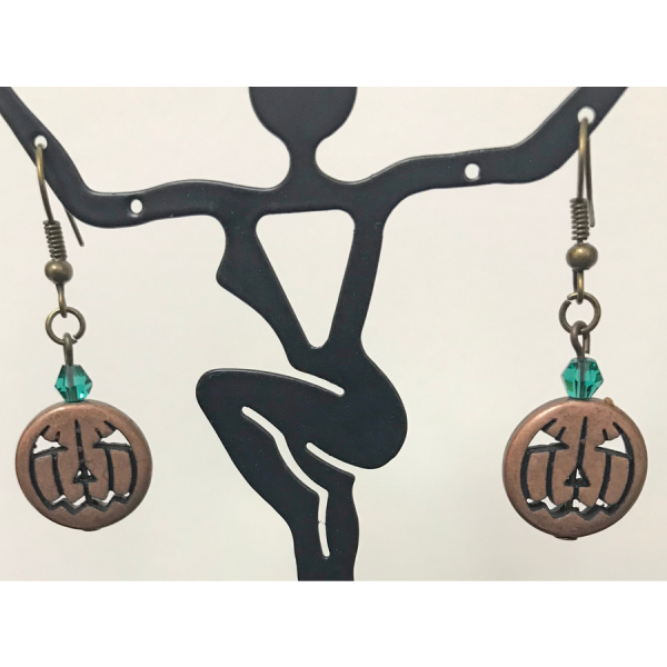 Copper Jack-O-Lantern Earrings