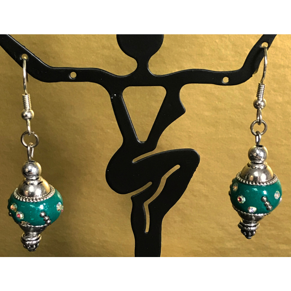 Aqua Indian Globe Earrings - Image 2