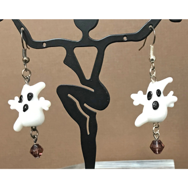 Glass Ghost and Crystal Earrings