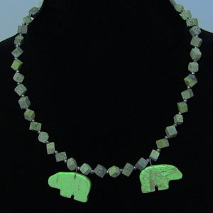 Twin Bears Turquoise Necklace