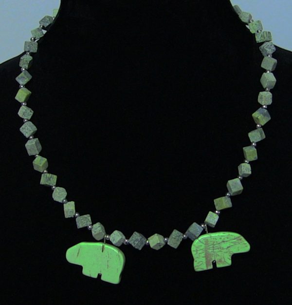Twin Bears Turquoise Necklace