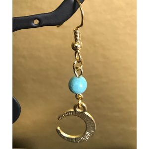 Turquoise and Gold Moon Earrings - Image 2