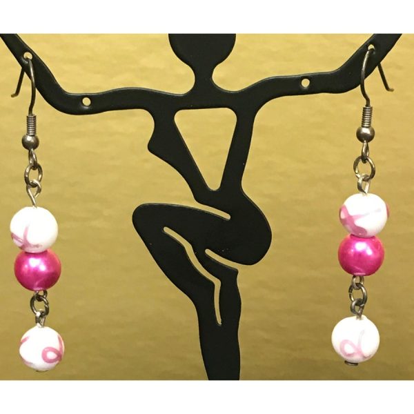 Breast Cancer Awareness and Fuchsia Pearl Dangle Earrings