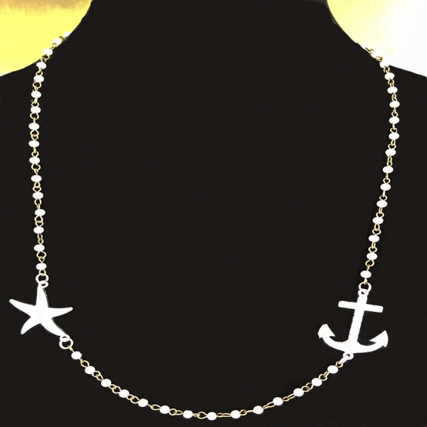 Starfish and Anchor Rhinestone Necklace