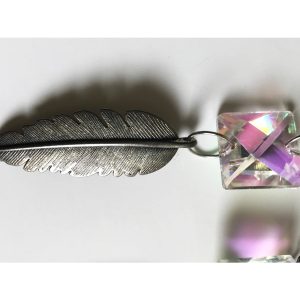 Large Crystal and Feather Earrings - Image 3