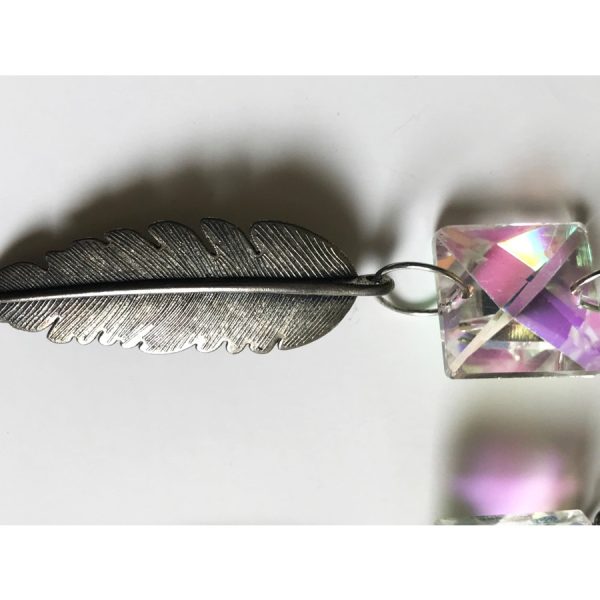 Large Crystal and Feather Earrings - Image 3