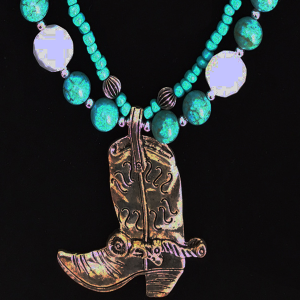 Turquoise Cowgirl Boot Necklace - Image 3