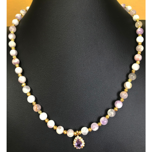 Amethyst, Diamond and Gold Necklace