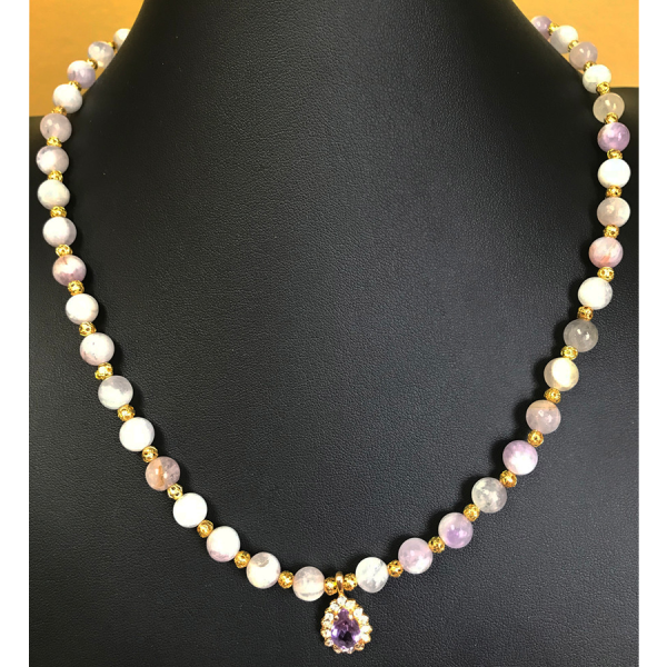 Amethyst, Diamond and Gold Necklace