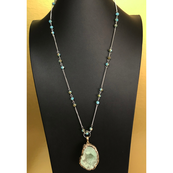Aqua Druzy Crystal Necklace
