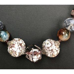 Blue and Brown Crystal Necklace in Silver - Image 3