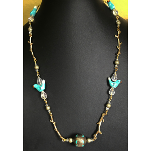Bluebird and Crystal Necklace