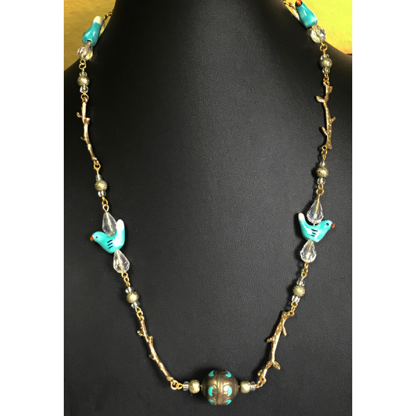 Bluebird and Crystal Necklace