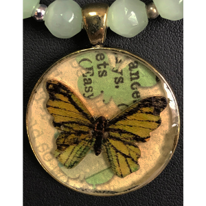 Butterfly and Green Austrian Bead Necklace - Image 2