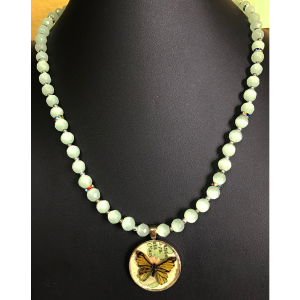 Butterfly and Green Austrian Bead Necklace