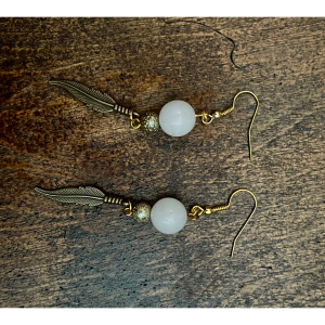 Crystal Druzy Feather Necklace with Earrings - Image 2