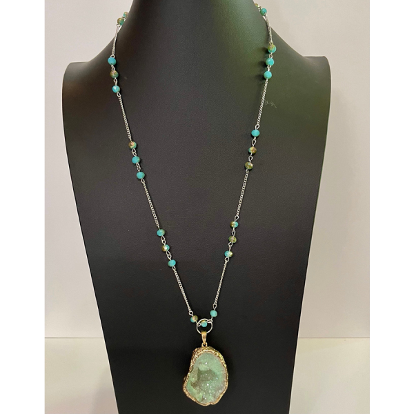 Crystal Druzy Necklace with Earrings