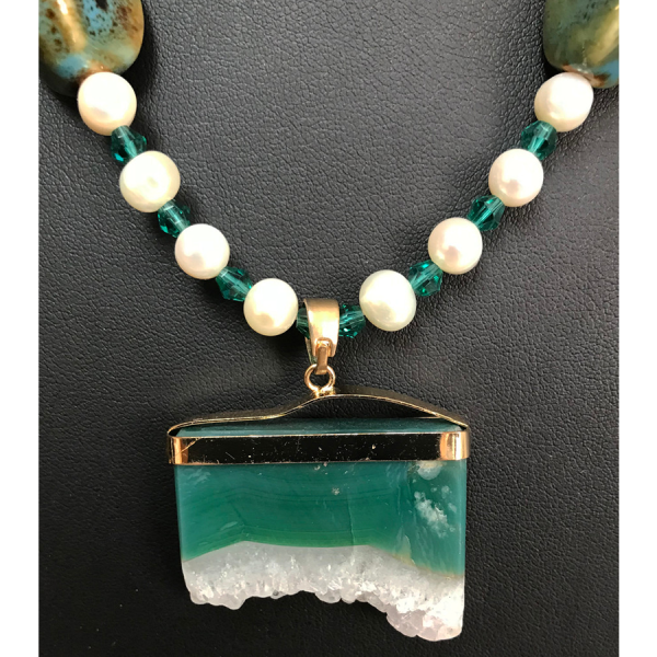 Fluorite Crystal and Pearl Necklace - Image 2