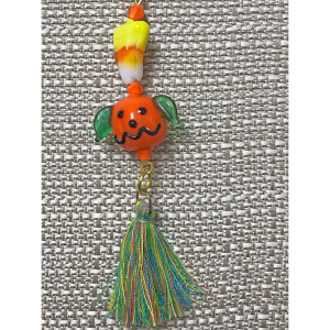 Glass Pumpkin and Candy Corn Tassel Necklace - Image 2