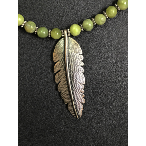 Jade, Feather, and Large Crystal Necklace - Image 2
